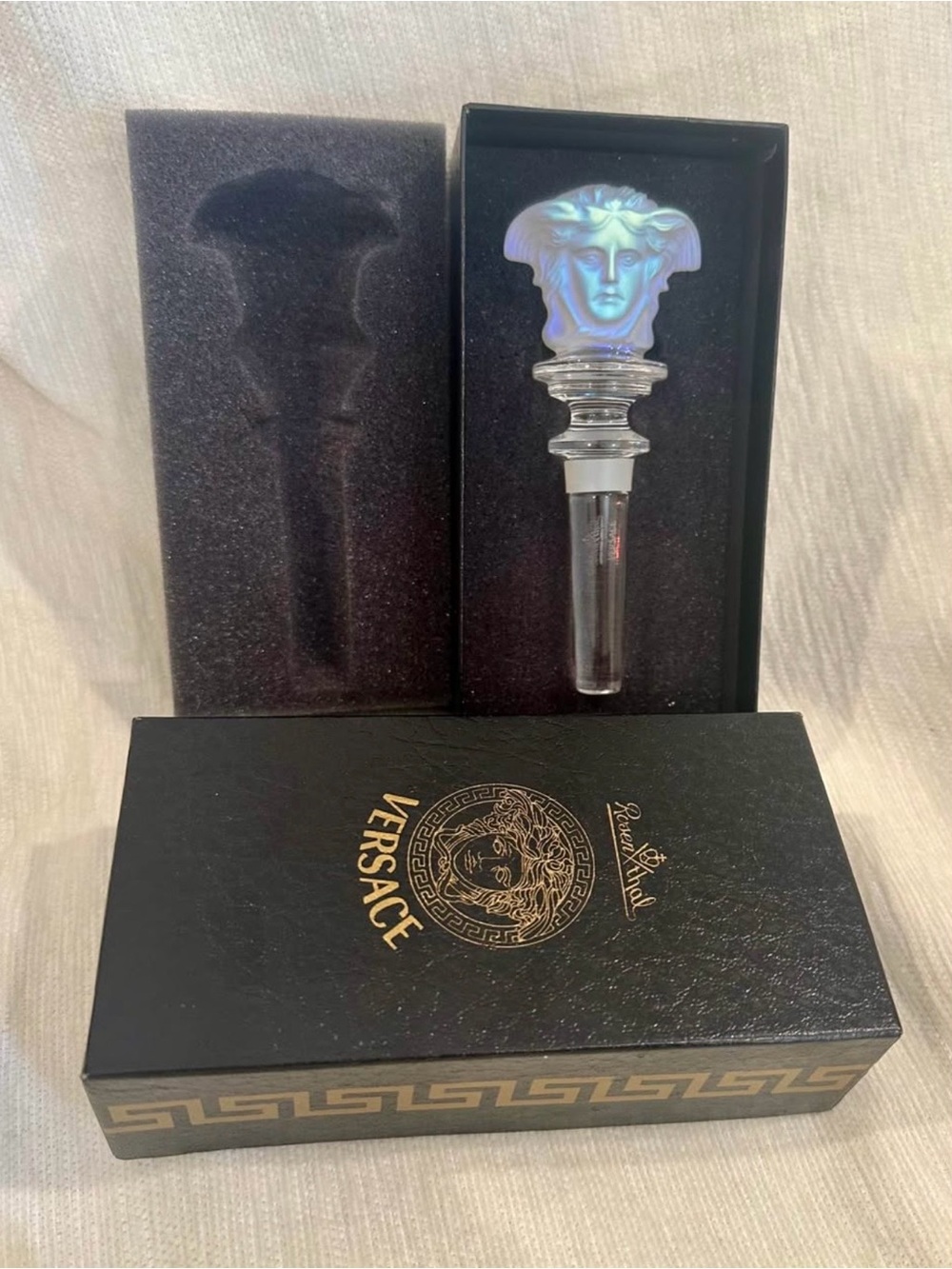 Vintage Versace x Rosenthal Crystal Medusa Bottle Stopper